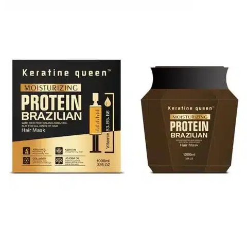 keratine queen moisturizing protein brazilian hair mask 1000ml ماسک موی داخل حمام بدون سولفات و پروتئینه کراتین کویین Keratine queen حجم 1000 میل - Image 1