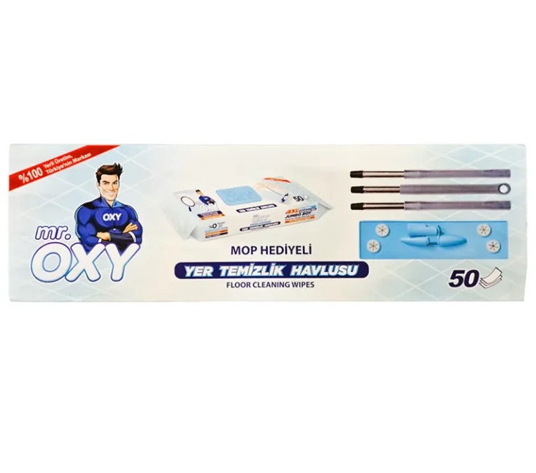 mr oxy-floor-cleaning-wipes-50-Pieces دستمال و طی کامل مستر اوکسی mr.OXY بسته 50 عددی - Image 1