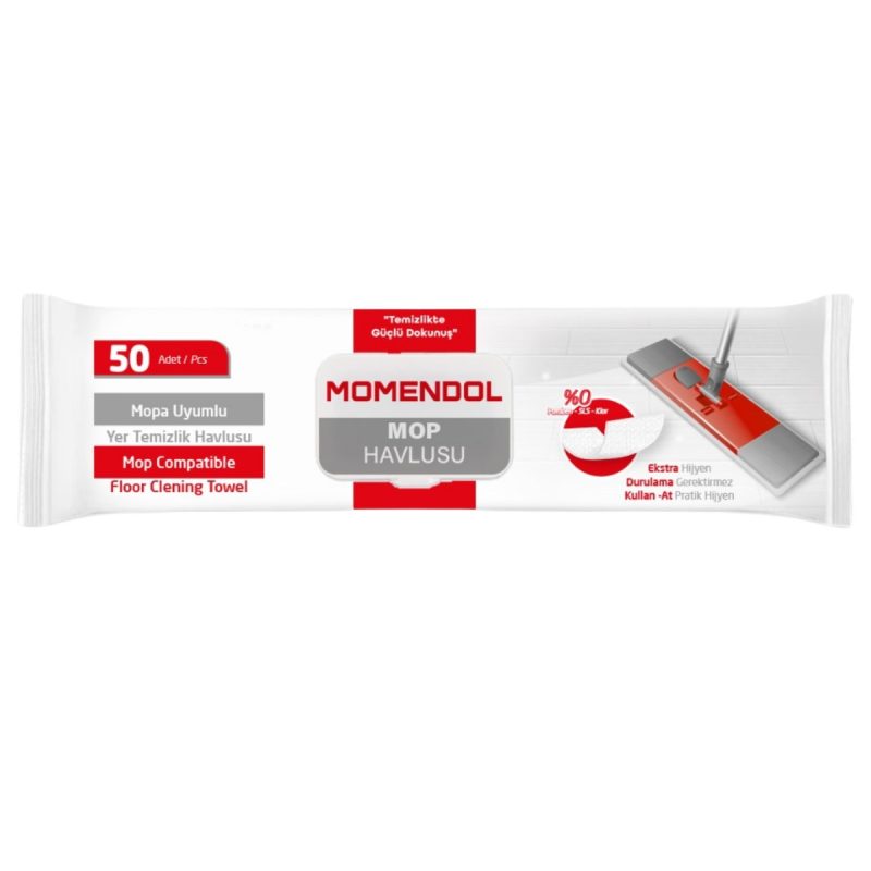 Momendol Wet Wipes for Mop White Soap Scent 50pcs دستمال مخصوص تی مومندول با رایحه صابون سفید MOMENDOL بسته 50 عددی - Image 1