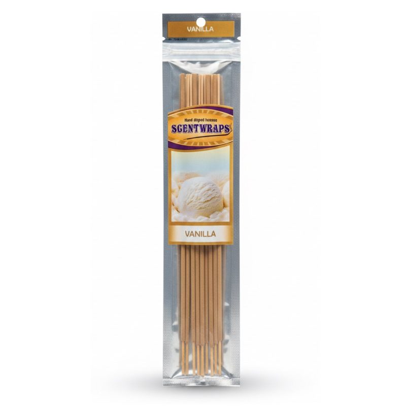 hem-sgentwraps-vanilla-12-sticks عود دستساز همِ رایحه وانیل Hem SGENTWRAPS Vanilla بسته 12 عددی - Image 1