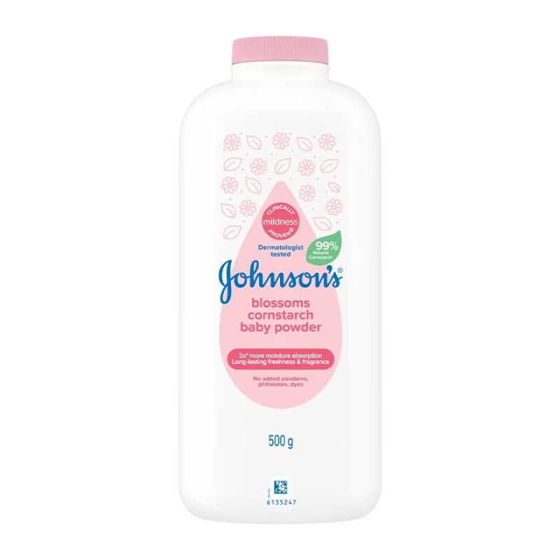 johnsons-blossoms-cornstarch-baby-powder-500g-1 پودر بچه جانسون Johnsons Blossoms رایحه شکوفه و گل وزن 500 گرم - Image 1