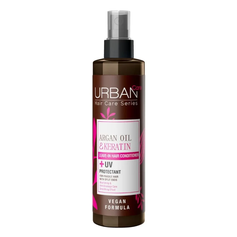 urban-care-leave-in-conditioner-hair-spray-argan-and-keratin 200ml اسپری مو نرم کننده بدون نیاز به آبکشی اربن کر حاوی روغن آرگان و کراتین Urban Care حجم 200 میل - Image 1