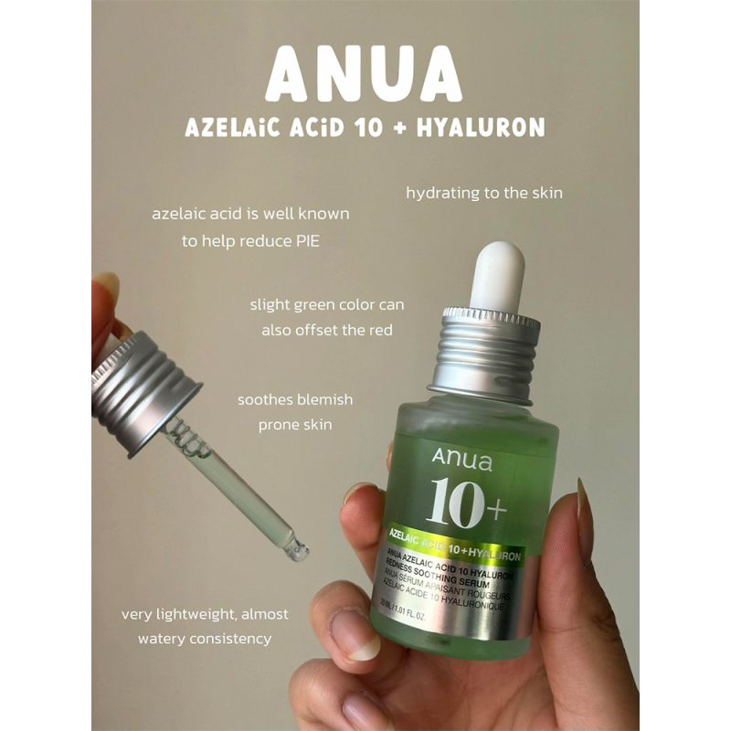 سرم تسکین دهنده و آبرسان آنوا Anua Azelaic Acid 10 Hyaluron Redness Soothing حجم 30 میل - Image 2