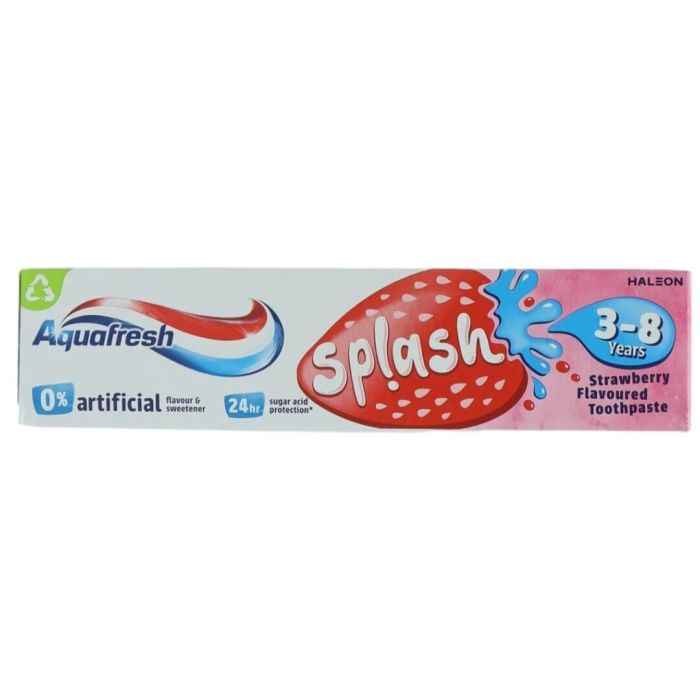 Aquafresh 3 to 8 years old strawberry flavoured Toothpaste 50ml خمیر دندان کودک آکوافرش Aquafresh Splash با طعم توت فرنگی حجم 50 میل - Image 1