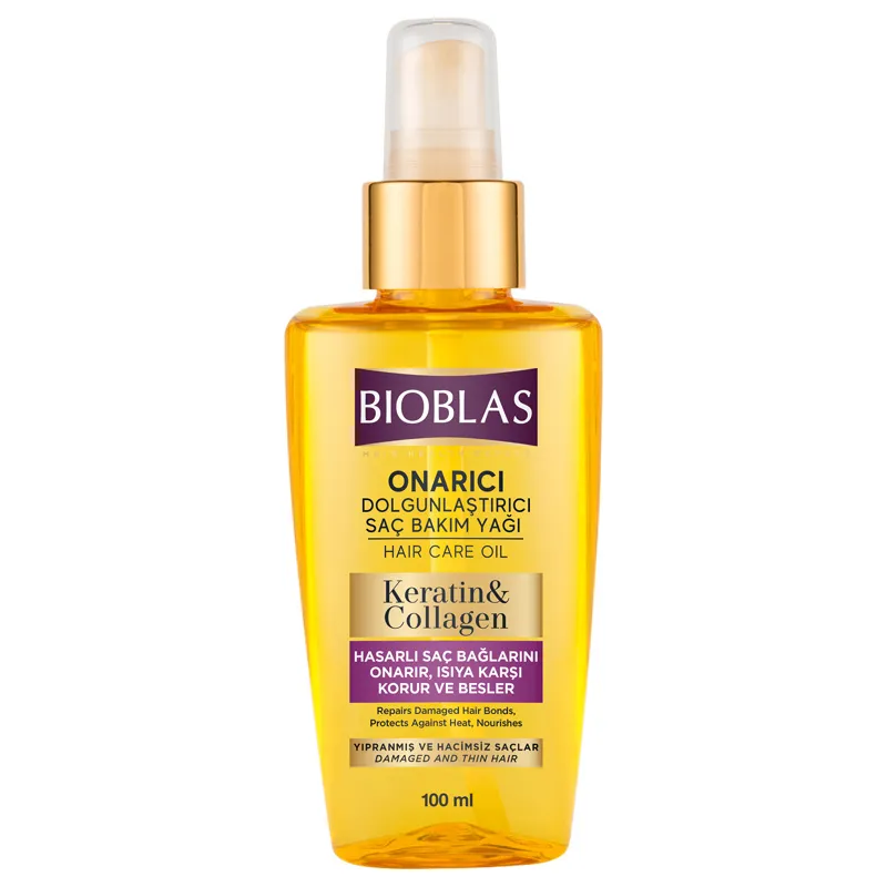 bioblas-keratin-and-collagen-hair-oil-100ml روغن مو کراتین و کلاژن بیوبلاس Bioblas حجم 100 میل - Image 1