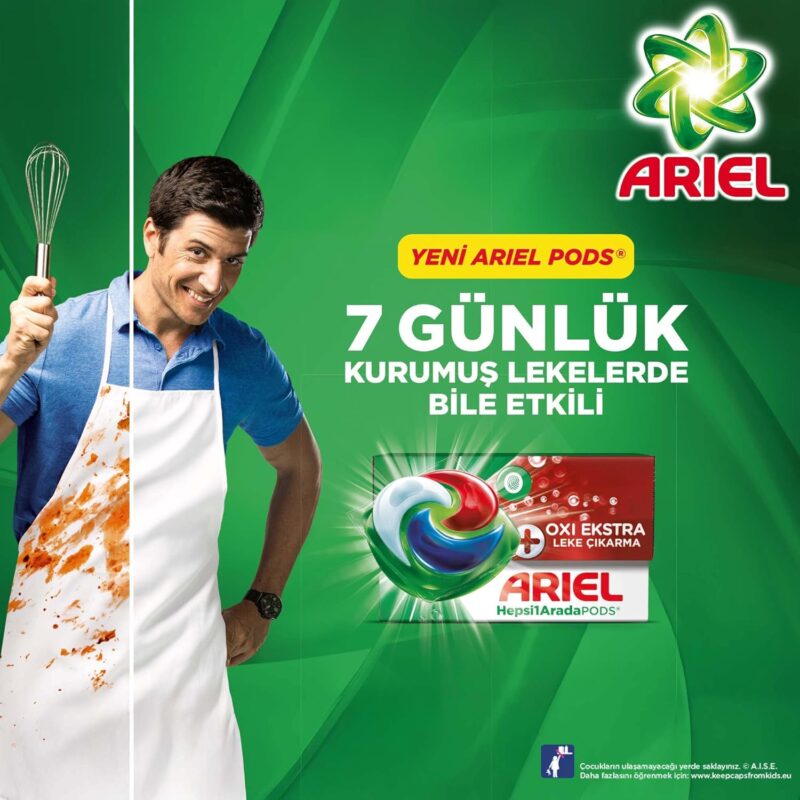 قرص ماشین لباسشویی بالشتکی آریل Ariel All in oxi ekstra بسته 25 عددی - Image 3