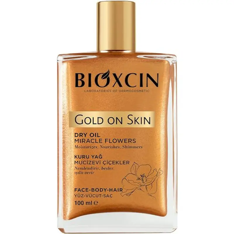 Bioxin Gold On Skin face-body-hair dry oil miracle flowers 100ml روغن مرطوب کننده و شاین صورت و بدن و مو بیوکسین Bioxin Gold On Skin حجم 100 میل - Image 1