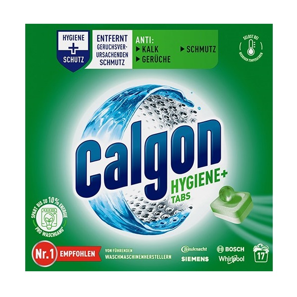Calgon Hygiene+ Tabs 17pcs 221g قرص جرمگیر ماشین لباسشویی کالگون Calgon Hygiene Plus بسته 17 عددی - Image 1