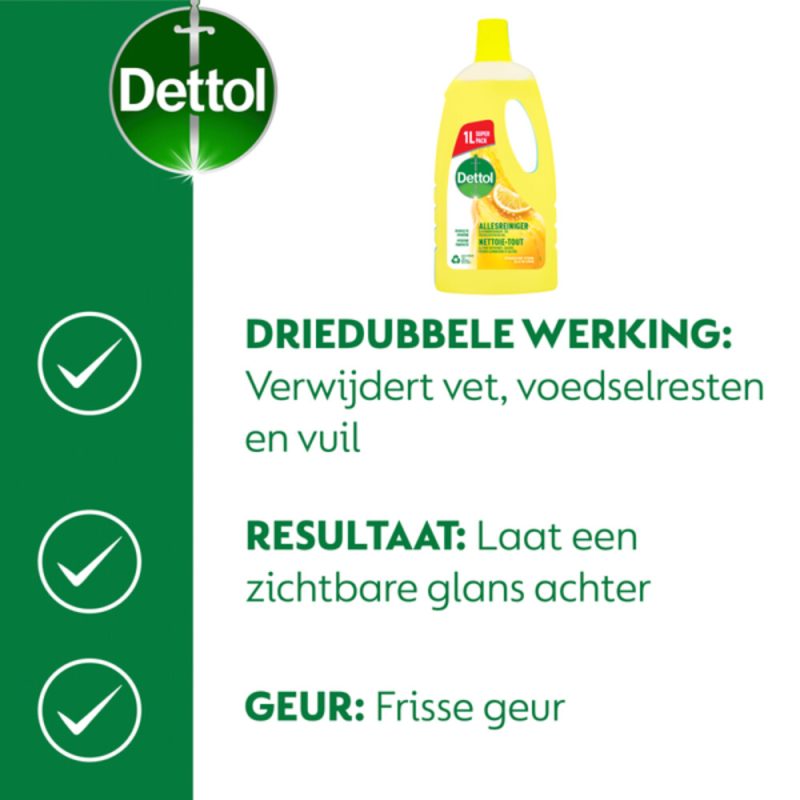 مایع تمیزکننده چندمنظوره دتول رایحه لیمو و ترنج  Dettol Power & Fresh حجم 1000 میل - Image 4
