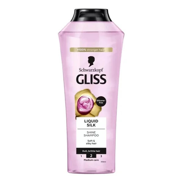 GLISS LIQUID SILK SHINE SHAMPOO 400ml شامپو نرم کننده و براق کننده مو گلیس Gliss LIQUID SILK حجم 400 میل - Image 1