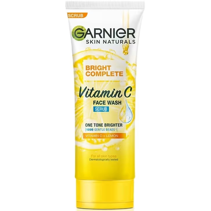 Garnier Skin Naturals Bright Complete Vitamin C Face Wash Scrub with Lemon 100ml اسکراب روشن کننده صورت ویتامین سی گارنیه Garnier Bright Complete حجم 100 میل - Image 1