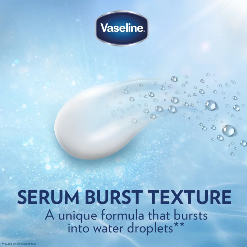 لوسیون بدن وازلین مرطوب کننده و درخشان کننده حاوی هیالورون Vaseline Gluta-Hya Serum Burst حجم ۳۳۰ میل - Image 4