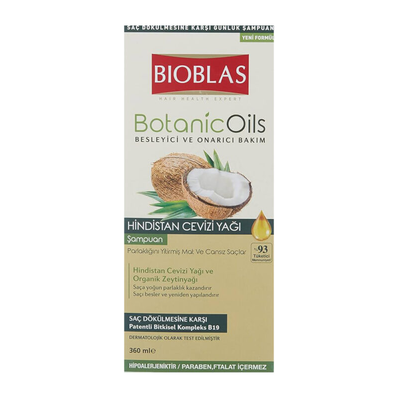 شامپو ضد ریزش بیوبلاس حاوی روغن نارگیل و زیتون BIOBLAS Botanic oils حجم 360 میل - Image 1