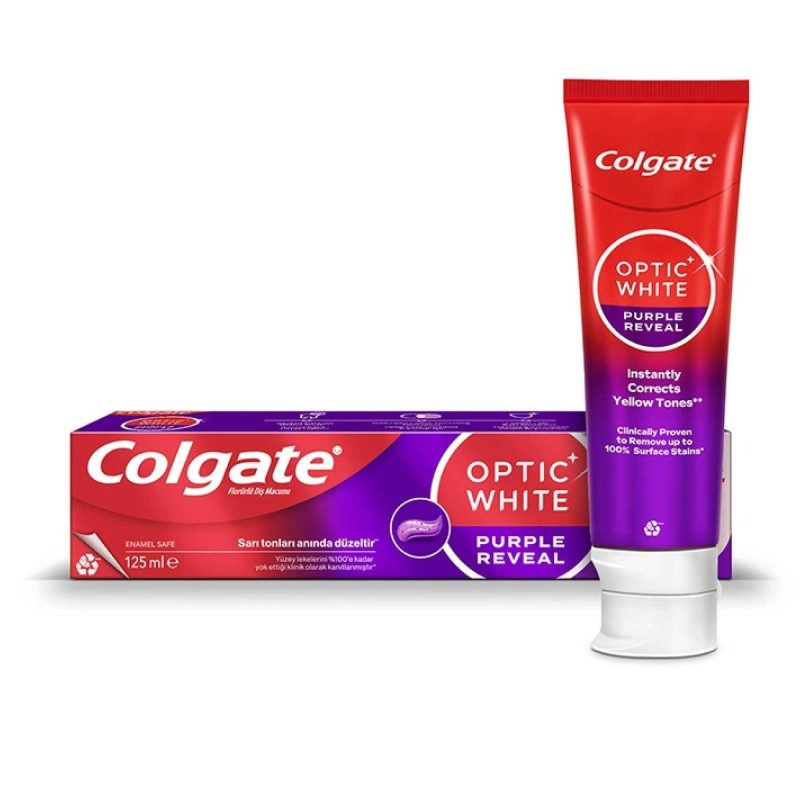 خمير دندان سفيد كننده فوری زردی دندان كلگيت Colgate Optic white purple reveal حجم 125 ميل - Image 1