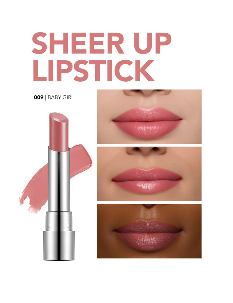 رژلب جامد براق فلورمار flormar Sheer Up شماره 009 رنگ Baby Girl - Image 2