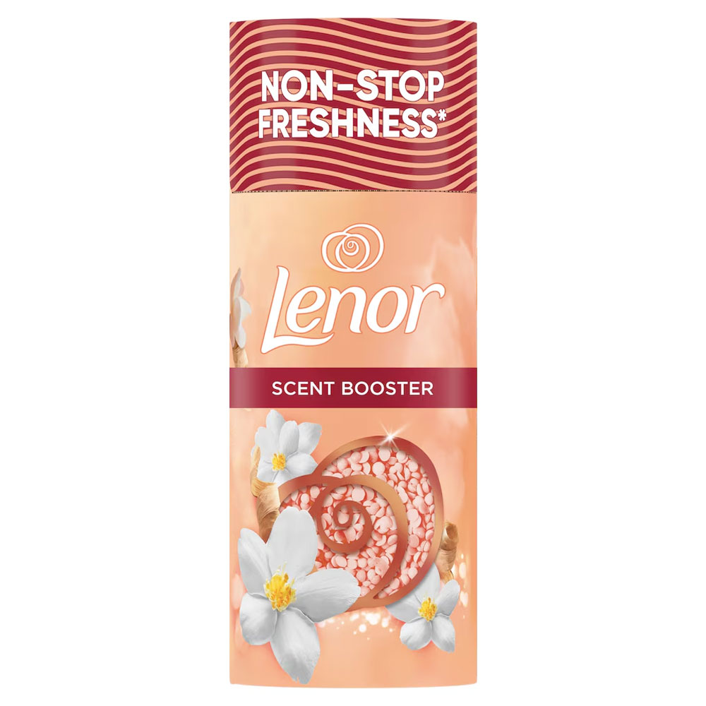 lenor-in-wash-scent-booster-Jasmine and White-fabric-freshener-seeds-155g دانه های خوشبو کننده لباس لنور Lenor رایحه Jasmine and White حجم 155 گرم - Image 1