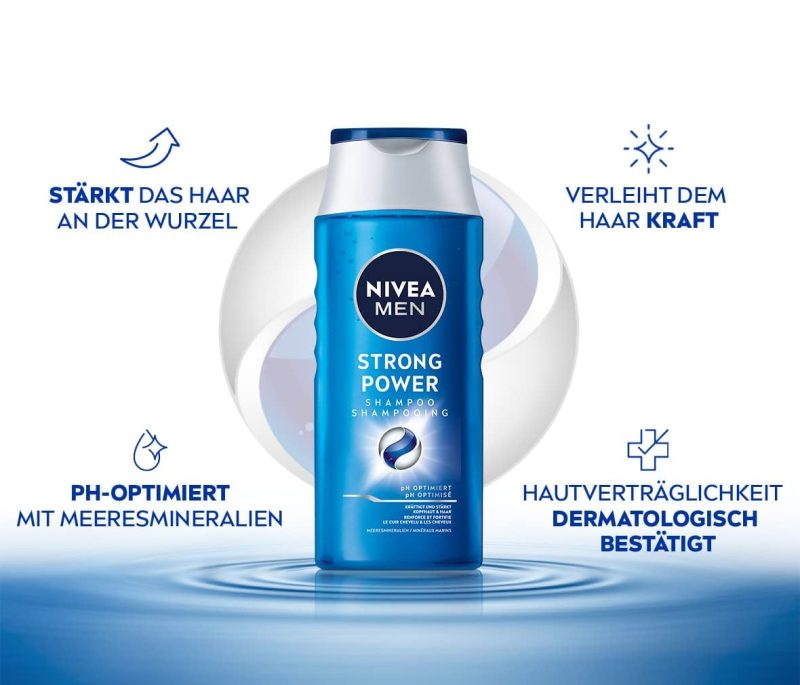 شامپو تقویت کننده مو مردانه نیوآ Nivea Strong Power حاوی مواد معدنی دریایی حجم ۴۰۰ میل - Image 2