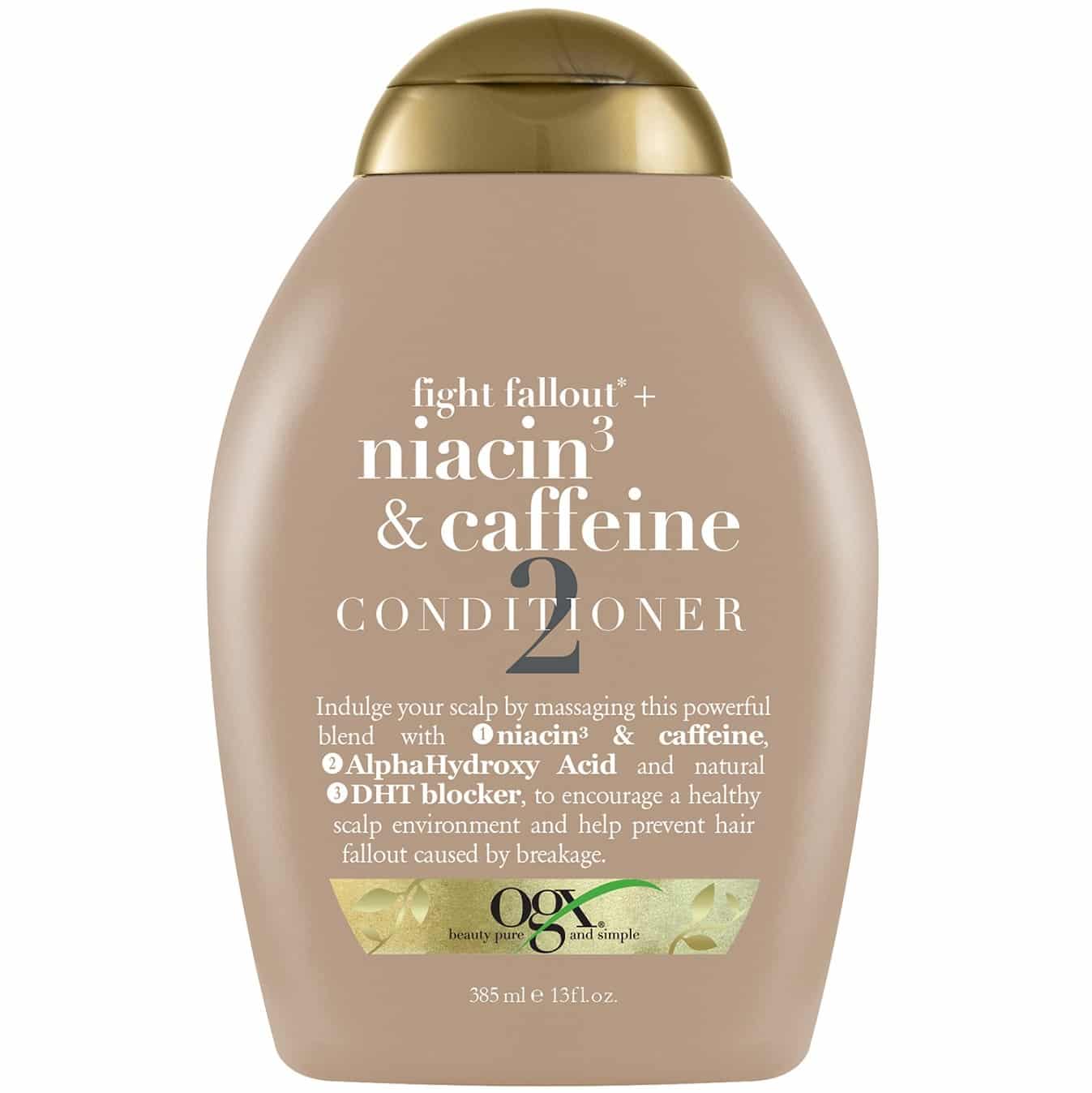 ogx-fight-fallout-niacin-and-caffeine-conditioner-385ml نرم کننده مو بدون سولفات کافئین و نیاسین او جی ایکس OGX Fight Fallout حجم 385 میل - Image 1