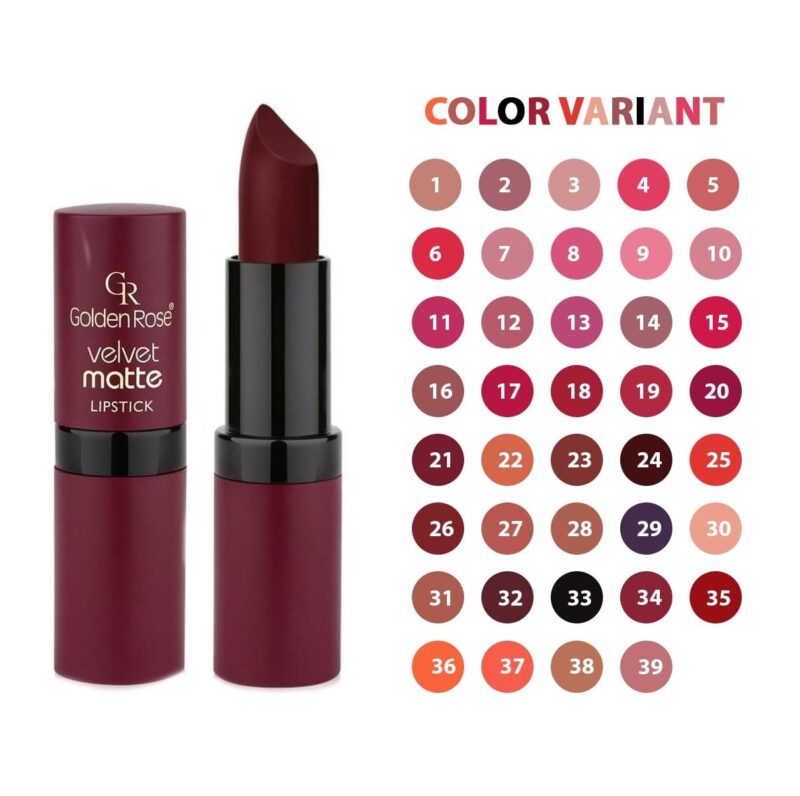 رژ لب جامد مات و مخملی گلدن رز Golden Rose Velvet Matte شماره 08 - Image 2