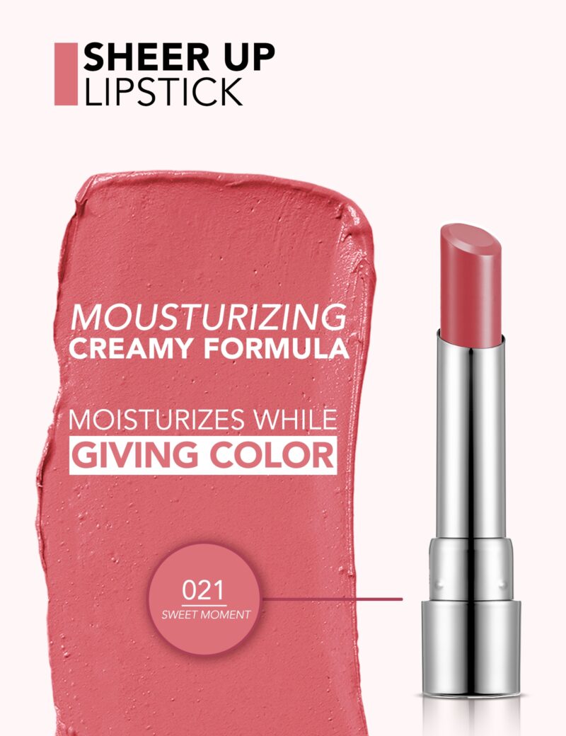 رژلب جامد براق فلورمار flormar Sheer Up شماره 021 رنگ Sweet Moment - Image 2