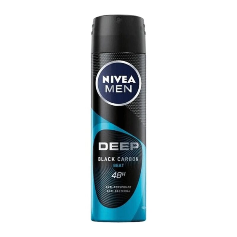 اسپری ضدتعریق مردانه نیوا Nivea Deep Black Carbon Beat حجم 150 میل - Image 1