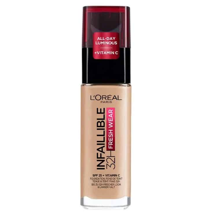 loreal-32h-spf-25-cream-foundation-infaillible-no-220-30-ml کرم پودر لورال Loreal INFAILLIBLE شماره 220 رنگ SAND حجم 30 میل - Image 1