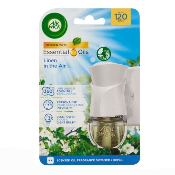 Air Wick Nenuco Complete Electric Air Freshener cotton refill دستگاه خوشبو کننده هوا برقی ایرویک Air Wick همراه یدک رایحه گل یاس سفید و پنبه ماندگاری ۱۲۰ روزه - Image 1