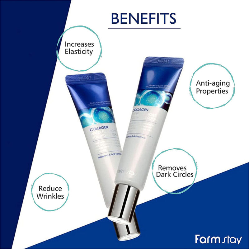 سرم دور چشم رولی کلاژن دریایی فارم استی Farm stay Collagen water full moist rolling eye serum حجم 25 میل - Image 4
