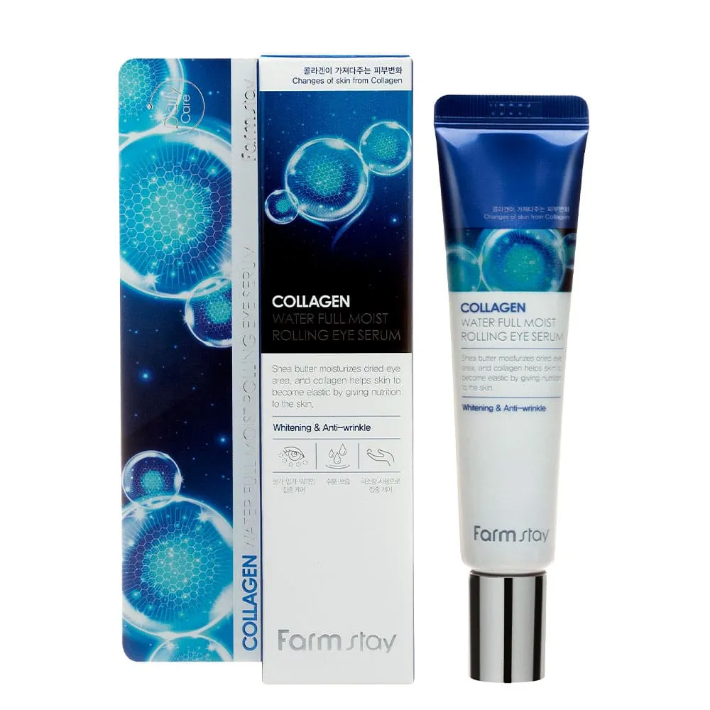 Farm stay Collagen water full moist rolling eye serum سرم دور چشم رولی کلاژن دریایی فارم استی Farm stay Collagen water full moist rolling eye serum حجم 25 میل - Image 1