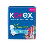 نوار بهداشتی بدون بال کوتکس Kotex Comfort & Protection Maxi Day سایز 24 سانتی‌متر بسته 20 عددی