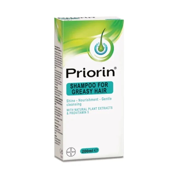 PRIORIN SHAMPOO FOR GREASY HAIR 200ML شامپو ضد ریزش پریورین بایر PRIORIN مناسب موی چرب حجم 200 میل - Image 1