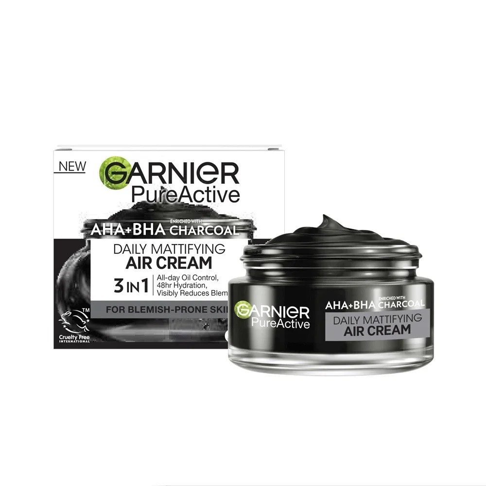 garnier-pure-active-ahabha-charcoal-cream-50ml کرم آبرسان ماتکننده گارنیه garnier AHA+BHA Charcoal حجم 50 میل - Image 1