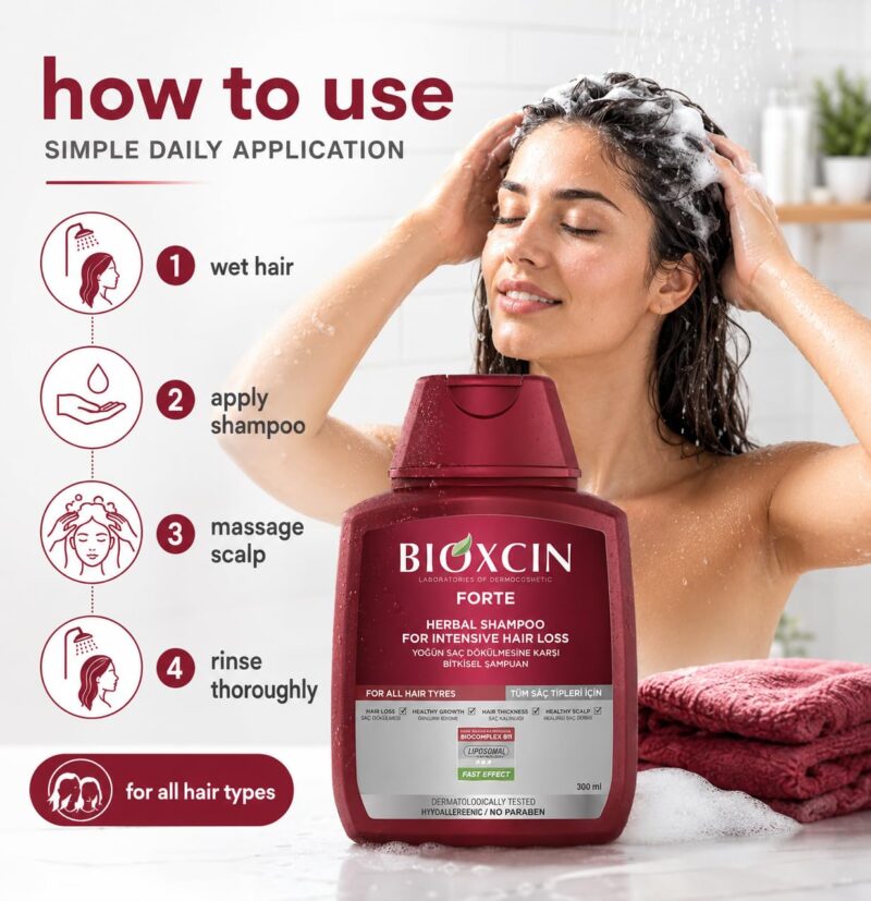 کیت 3 عددی روتین ضد ریزش مو فورت بیوکسین Bioxcin Forte Care Kit - Image 7