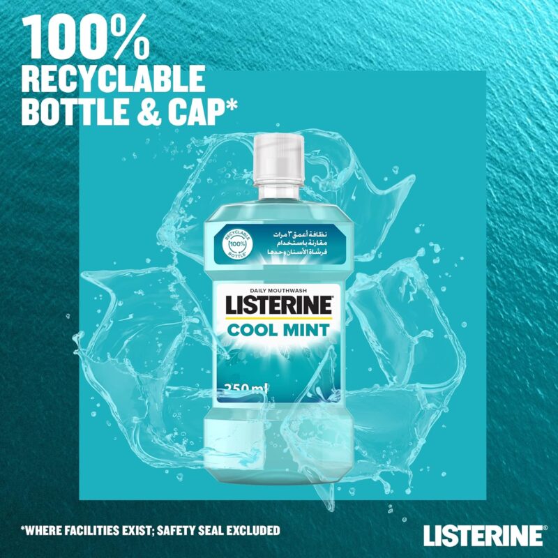 دهانشویه ضدعفونی‌کننده لیسترین Listerine Cool Mint حجم 500 میل - Image 6