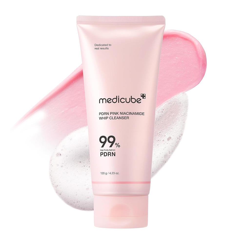 MEDICUBE PDRN Pink Niacinamide Whip Cleanser 120g شوینده PDRN نیاسینامید مدی کیوب MEDICUBE PDRN Pink Niacinamide روشن کننده حجم 120 گرم - Image 1