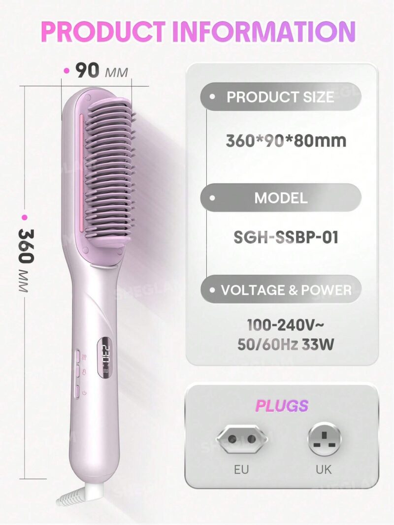 برس حرارتی بخاردار صاف کننده مو شیگلم SHEGLAM Hydra Shot Steam Straightening Brush Pro - Image 4