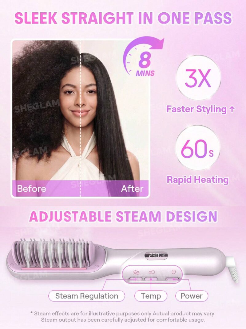 برس حرارتی بخاردار صاف کننده مو شیگلم SHEGLAM Hydra Shot Steam Straightening Brush Pro - Image 6