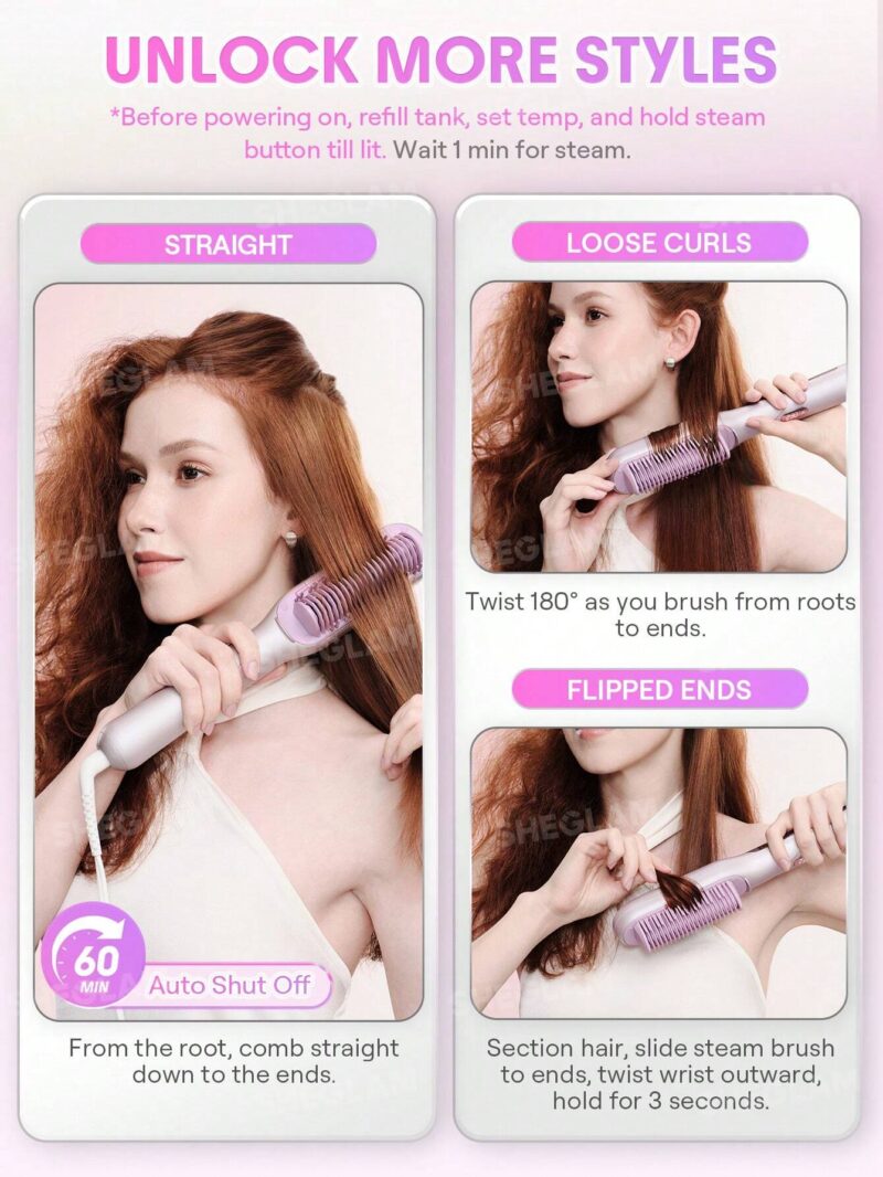 برس حرارتی بخاردار صاف کننده مو شیگلم SHEGLAM Hydra Shot Steam Straightening Brush Pro - Image 10