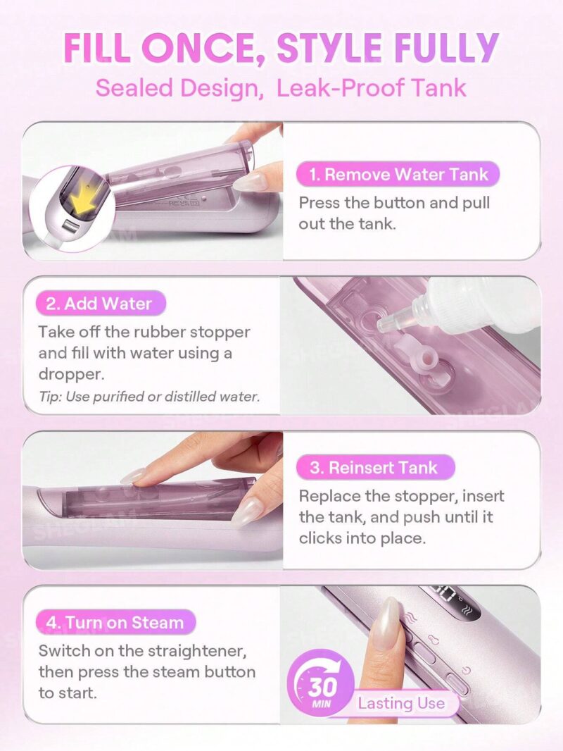 برس حرارتی بخاردار صاف کننده مو شیگلم SHEGLAM Hydra Shot Steam Straightening Brush Pro - Image 2