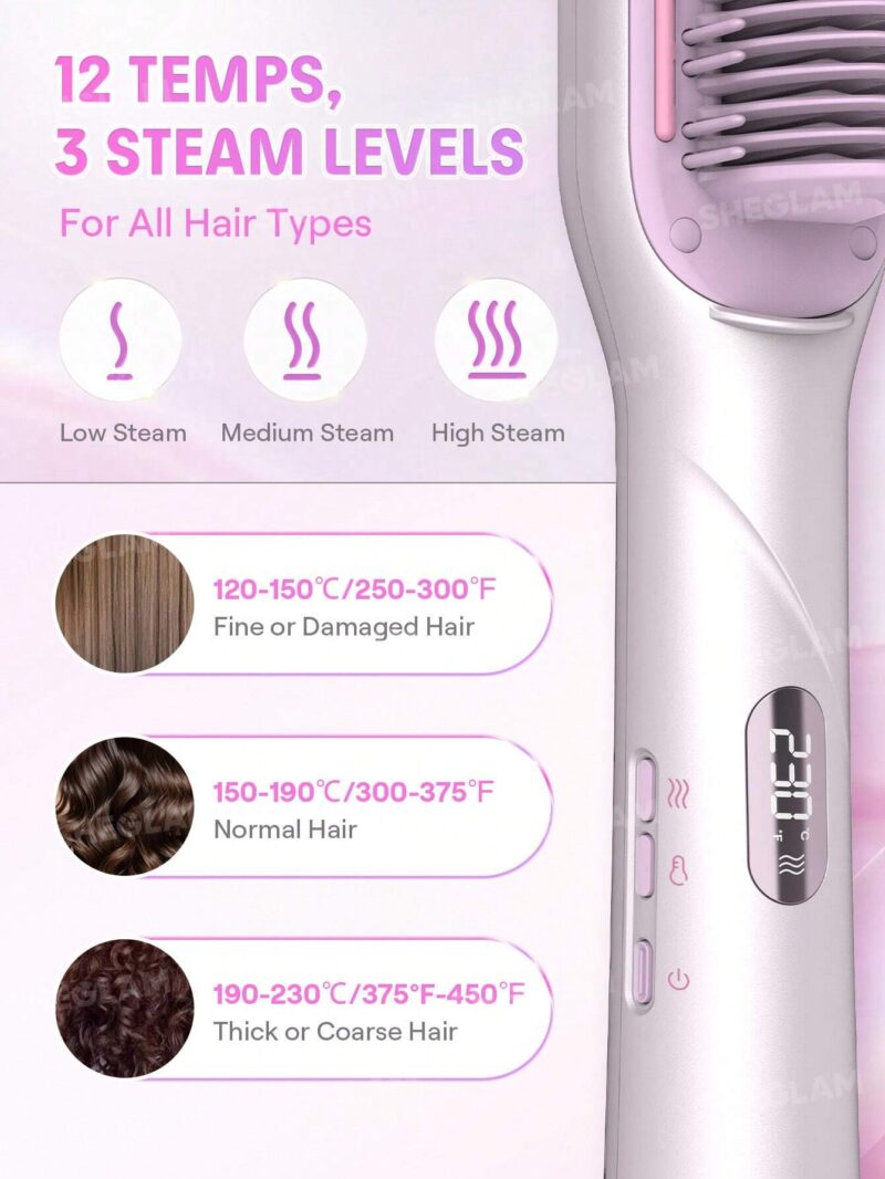برس حرارتی بخاردار صاف کننده مو شیگلم SHEGLAM Hydra Shot Steam Straightening Brush Pro - Image 3