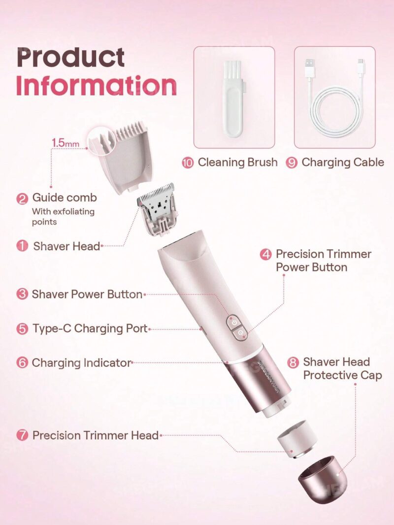 شیور دو کاره صورت بدن و بیکینی شیگلم SHEGLAM Dual-Head Electric Bikini Trimmer مناسب برای بانوان - Image 10