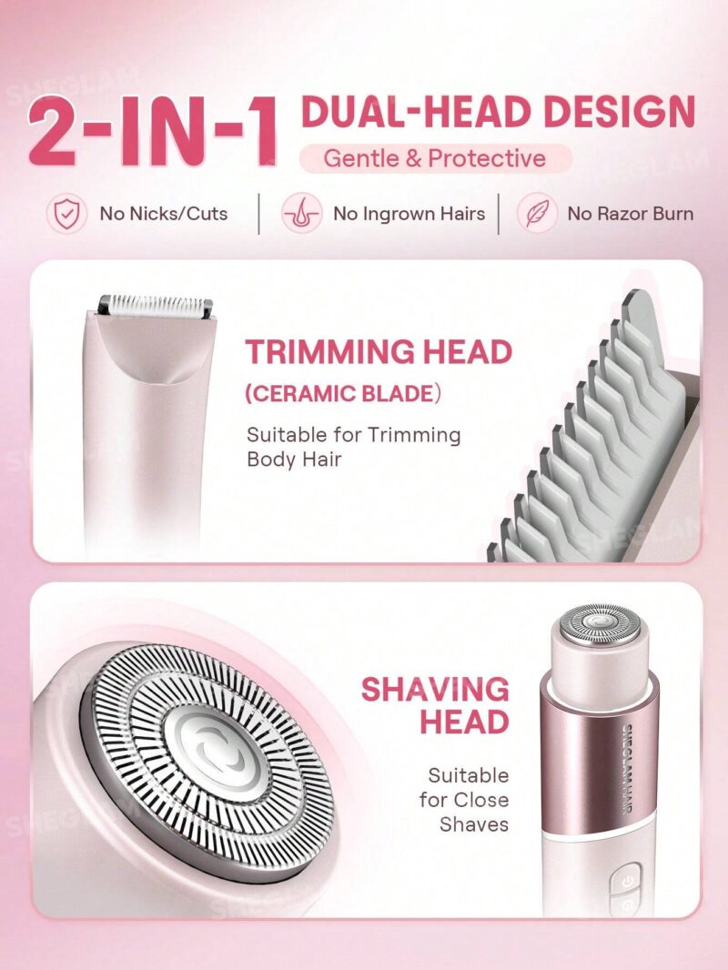 شیور دو کاره صورت بدن و بیکینی شیگلم SHEGLAM Dual-Head Electric Bikini Trimmer مناسب برای بانوان - Image 3