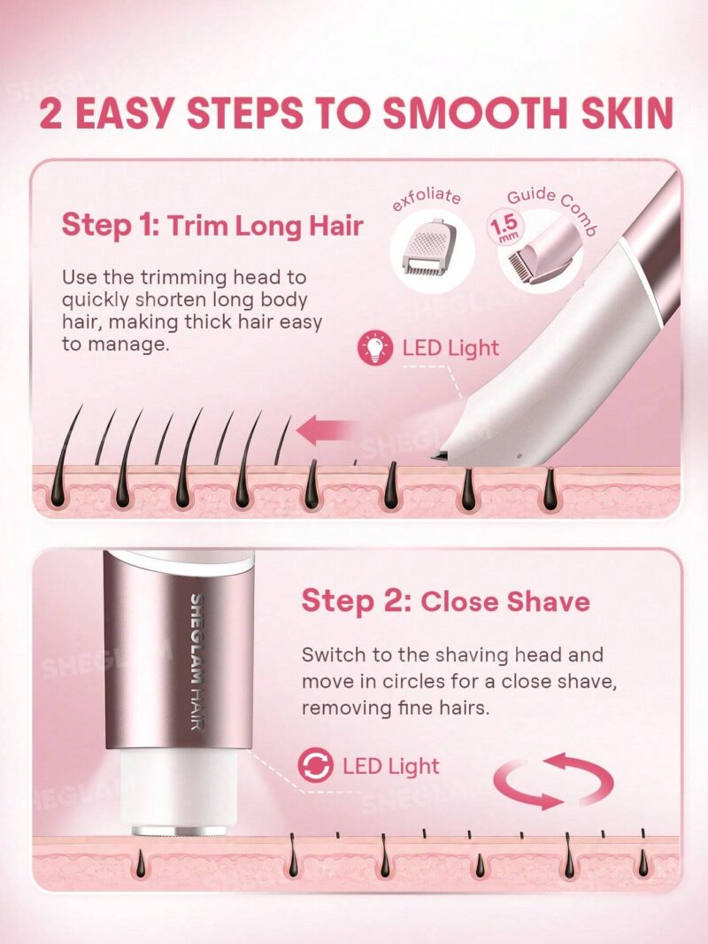 شیور دو کاره صورت بدن و بیکینی شیگلم SHEGLAM Dual-Head Electric Bikini Trimmer مناسب برای بانوان - Image 4