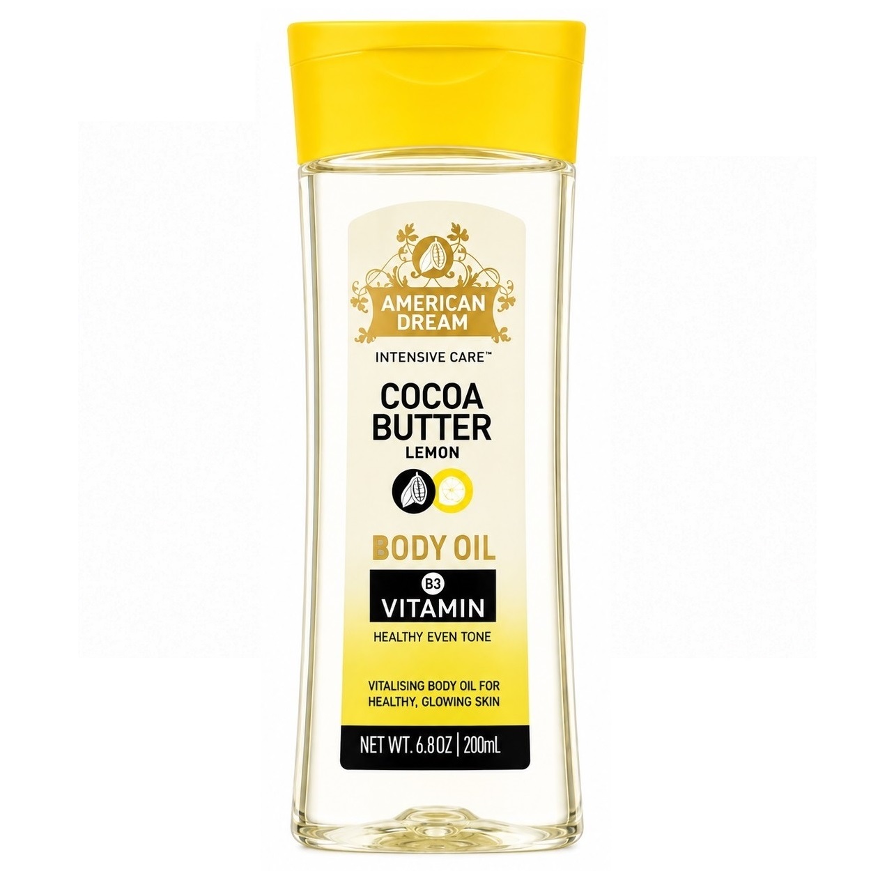 Vaseline COCOA BUTTER LEMON and vitamin b3 body oil 200ml روغن بدن وازلین VASELINE حاوی ویتامین b3 کره کاکائو و لیمو حجم 200 میل - Image 1