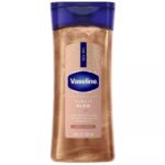 روغن بدن ژله ای شاین دار وازلین vaseline sunlit glow رنگ طلایی روشن براق حجم 200 میل