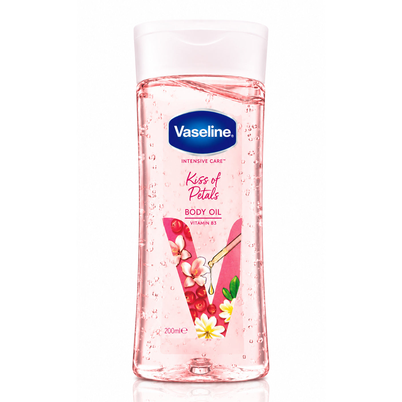 Vaseline Intensive Care Kiss of Petals BODY OIL VITAMIN B3 200ml روغن بدن وازلین Vaseline Kiss of Petals با ویتامین B3 حجم 200 میل - Image 1