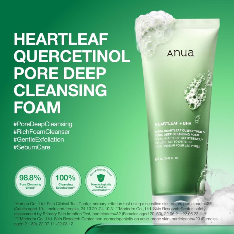 فوم شستشو صورت ضدمنافذ باز آنوا Anua Heartleaf + BHA حجم 150 میل - Image 11