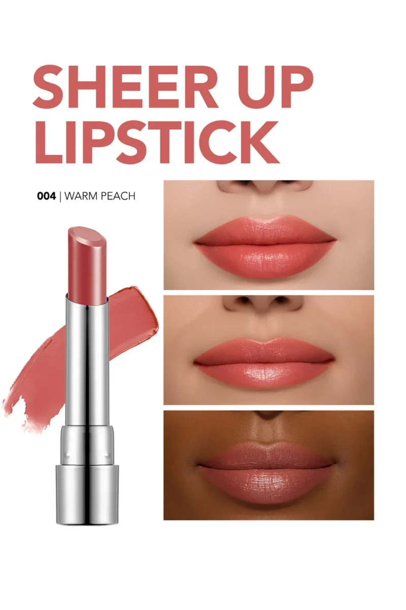 رژلب جامد براق فلورمار flormar Sheer Up شماره 004 رنگ WARM PEACH - Image 4