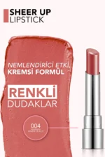 رژلب جامد براق فلورمار flormar Sheer Up شماره 004 رنگ WARM PEACH - Image 3
