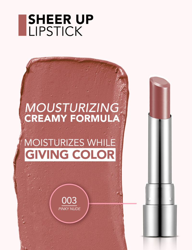 رژلب جامد براق فلورمار flormar Sheer Up شماره 003 رنگ Pinky Nude - Image 2